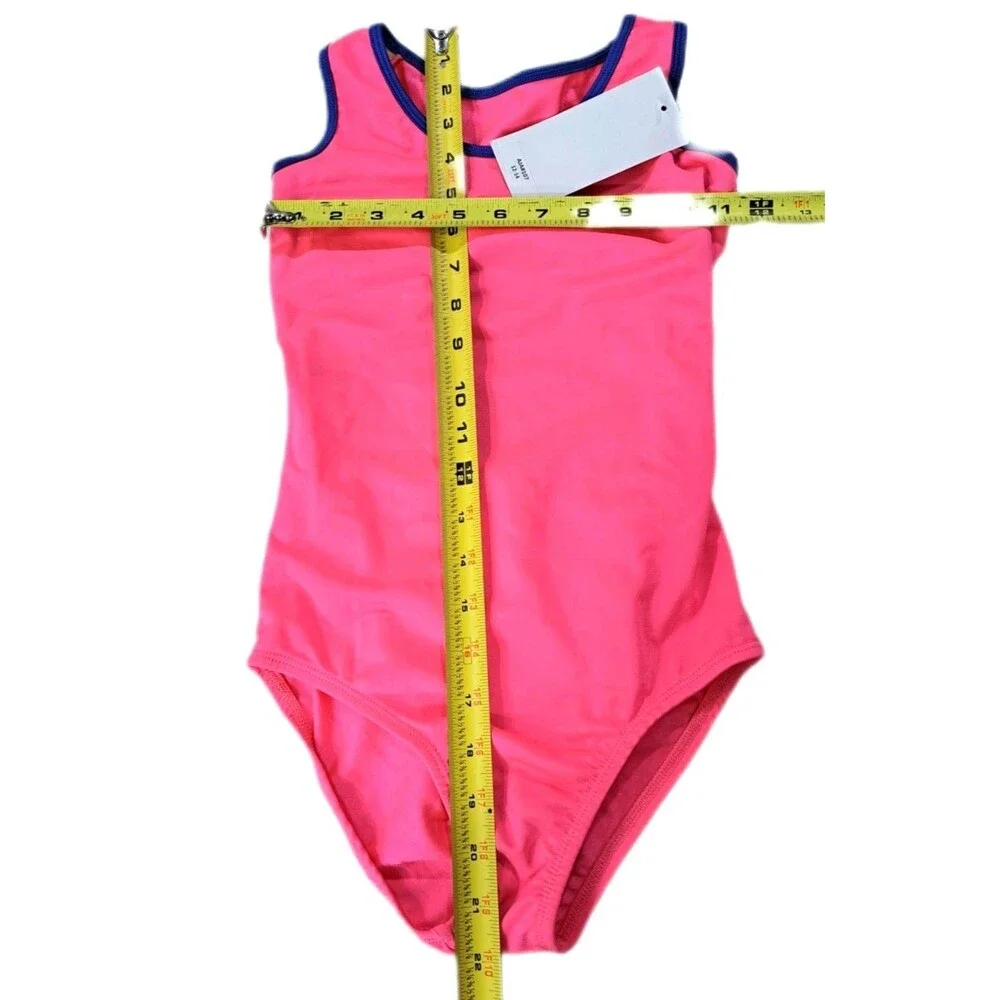 Aja Girls 90s Twisted Triangle Open Back Keyhole Leotard Neon Pink Size 12/14